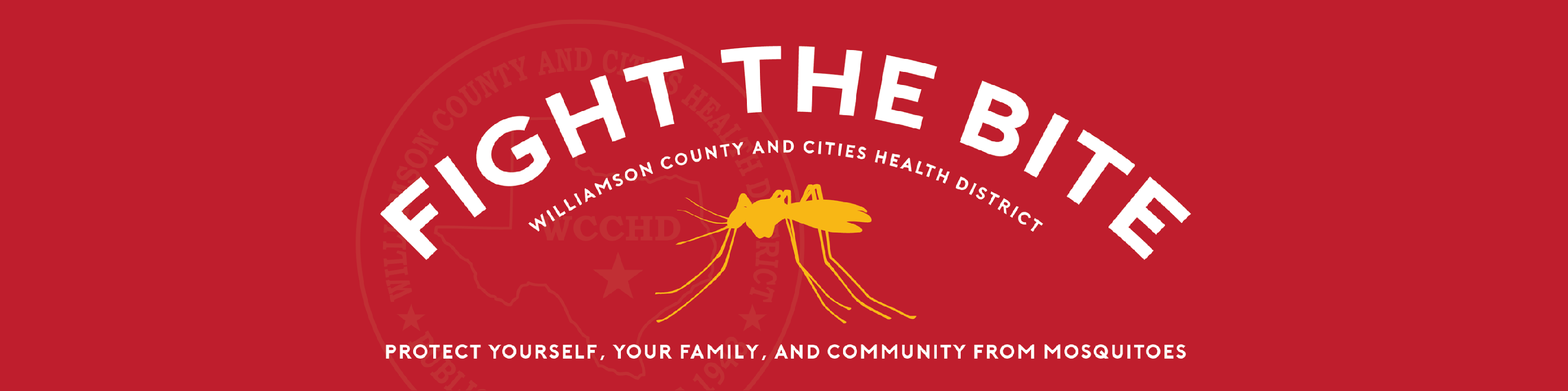 Fight the bite read website banner, "protect yourself. your family. and community from mosquitoes"